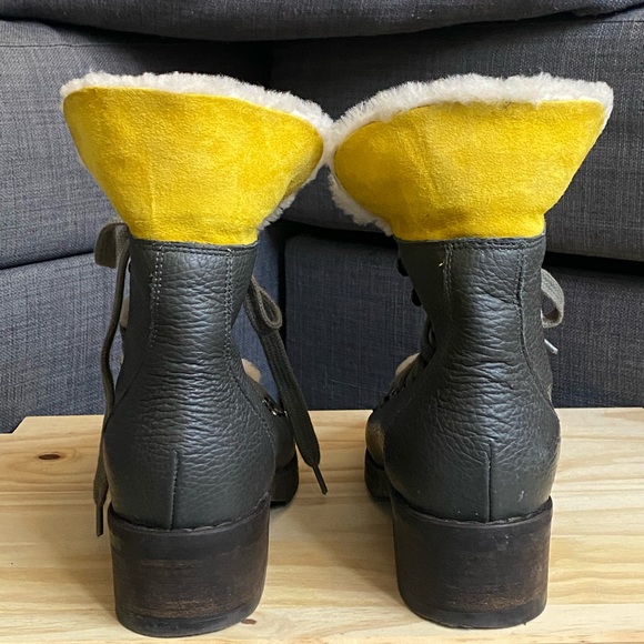 Grey Lace-Up Leather Hiking Boots with Fur - Picture 9 of 10